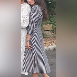 Maje Vertical Striped Midi Summer Dress